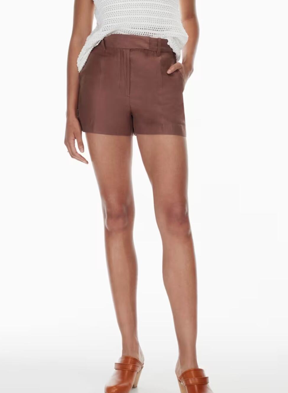 Aritzia Wilfred Layover Linen Terrecota Dress Shorts 3" Size 4 Summer, Preppy